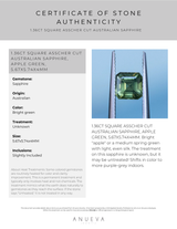 40% OFF 1.36CT SQUARE ASSCHER CUT AUSTRALIAN SAPPHIRE, APPLE GREEN, 5.67X5.74X4MM
