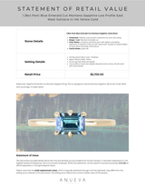 1.36ct Parti Blue Emerald Cut Montana Sapphire Low Profile East West Solitaire in 14k Yellow Gold