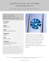 1.40CT ROUND PRECISION CUT MONTANA SAPPHIRE, MEDIUM OCEAN BLUE TEAL, 6.6X4.3MM