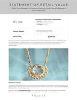 1.40ct Oval Fantasy Cut Montana Sapphire Vine Frame Necklace in 14k Yellow Gold