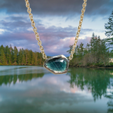 1.40ct Sapphire Bezel Set Necklace in 14k Yellow Gold