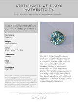1.41CT ROUND PRECISION CUT MONTANA SAPPHIRE, PARTI MEDIUM TEAL BLUE WITH YELLOW GREEN, 6.8MM EARLY ACCESS