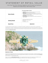 1.41ct Oval Teal Parti Montana Sapphire and Princess Cut Diamond Rapids Low Profile Ring in 18k Yellow Gold