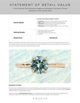 1.47ct Round Teal Montana Sapphire Evergreen Carved 4 Prong Solitaire in 14k Yellow Gold