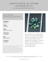 1.51CT ROUND AUSTRALIAN SAPPHIRE, SPARKLING JUNGLE PARTI GREEN, UNTREATED, 6.55X4.48MM