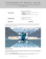 1.51ct Oval Teal Blue Madgascar Sapphire Classic Four Prong Solitaire in 14k Yellow Gold