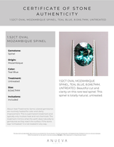 1.52CT OVAL MOZAMBIQUE SPINEL, TEAL BLUE, 8.0X6.7MM, UNTREATED