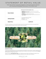 1.56ct Round Parti Australian Sapphire 4 Prong Evergreen Solitaire with Scattered Embedded Diamonds in 14k Yellow Gold