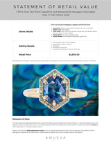 1.57ct Oval Teal Parti Sapphire and Alexandrite Hexagon Stackable Halo in 14k Yellow Gold