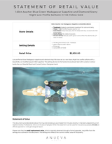 1.60ct Asscher Blue Green Madagascar Sapphire and Diamond Starry Night Low Profile Solitaire in 14k Yellow Gold