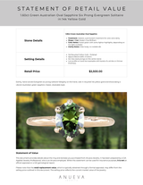 1.60ct Green Australian Oval Sapphire Six Prong Evergreen Solitaire in 14k Yellow Gold