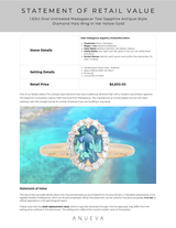 1.63ct Oval Untreated Madagascar Teal Sapphire Antique-Style Diamond Halo Ring in 14k Yellow Gold