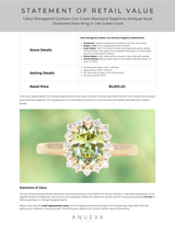 1.64ct Elongated Cushion Cut Green Montana Sapphire Antique-Style Diamond Halo Ring in 14k Yellow Gold