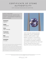 1.67CT ROUND MADAGASCAR SAPPHIRE, LIGHT LAVENDER PURPLE, 6.81X4.61MM