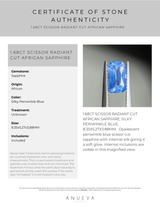 40% OFF 1.68CT SCISSOR RADIANT CUT AFRICAN SAPPHIRE, SILKY PERIWINKLE BLUE, 8.35X5.27X3.88MM