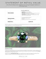 1.72ct Round Deep Green Sapphire Four Prong Evergreen Solitaire in 14k Yellow Gold