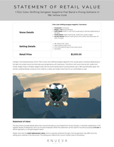 1.72ct Color-Shifting Songean Sapphire Flat Band 4 Prong Solitaire in 18k Yellow Gold