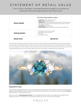 1.73ct Trillion Teal Blue Untreated Montana Sapphire and Natural Diamond Mountainscape Ring in 14k Yellow Gold