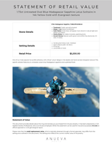 1.73ct Untreated Oval Blue Madagascar Sapphire Lotus Solitaire in 14k Yellow Gold with Evergreen texture