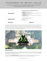 1.74ct Trillion Australian Parti Untreated Sapphire and Lab Diamond Mountainscape Ring in 14k Yellow Gold