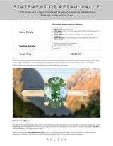 1.75ct Oval Teal Green Untreated Nigerian Sapphire Hidden Halo Solitaire in 14k Yellow Gold