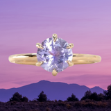 1.77ct Round Lilac Sapphire Lotus Solitaire in 14k Yellow Gold