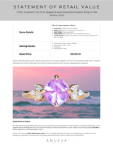 1.79ct Cushion Cut Pink Sapphire and Diamond Cluster Ring in 14k Yellow Gold