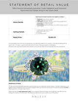 1.82ct Round Untreated Australian Green Sapphire and Diamond Asymmetrical Cluster Ring in 14k Green Gold