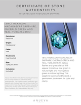 1.84CT HEXAGON MADAGASCAR SAPPHIRE, EMERALD GREEN AND TEAL, 7.2X6.2X4.9MM