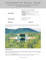 1.85ct Emerald Cut Teal Sapphire and Diamond Low Profile East-West Ring in 14k Yellow Gold