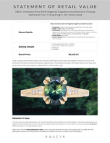 1.85ct Untreated Oval Parti Nigerian Sapphire and Diamond Vintage Cathedral Four Prong Ring in 14k Yellow Gold