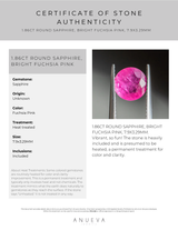 40% OFF 1.86CT ROUND SAPPHIRE, BRIGHT FUCHSIA PINK, 7.9X3.29MM