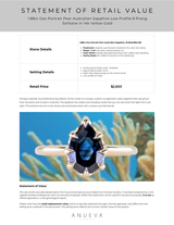 1.88ct Geo Portrait Pear Australian Sapphire Low Profile 8 Prong Solitaire in 14k Yellow Gold