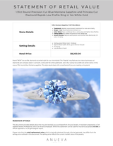 1.91ct Round Precision Cut Blue Montana Sapphire and Princess Cut Diamond Rapids Low Profile Ring in 14k White Gold