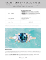 1.91ct Blue Montana Sapphire Cushion Cut and Lab Grown Marquise Diamond Cluster Ring in 14k Yellow Gold
