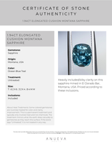 1.94CT ELONGATED CUSHION MONTANA SAPPHIRE, OCEAN BLUE TEAL, 7.62X6.32X4.84MM, UNTREATED