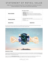 1.98ct Round Untreated Deep Parti Teal Sapphire Twisted Vine Split Shank Solitaire in 14k Yellow Gold with Diamonds