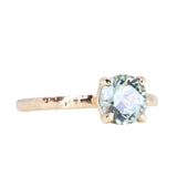 1.44ct Round Precision Cut Montana Sapphire Flat Band 4 Prong Solitaire Evergreen Ring in 14k Yellow Gold