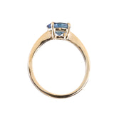 1.42ct Oval Blue Montana Sapphire Low Profile 4 Prong East-West Solitaire in 14k Yellow Gold