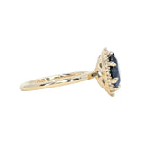 2.35ct Oval Parti Blue Untreated Nigerian Sapphire Antique-Style Diamond Halo Ring in 14k Yellow Gold