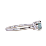 1.20ct Untreated Round Aqua Montana Sapphire and Princess Cut Diamond Rapids Low Profile Ring in 14k White Gold