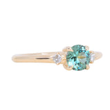0.80ct Round Montana Sapphire and Princess Cut Diamond Rapids Low Profile Ring in 14k Yellow Gold
