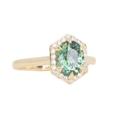 2.05ct Untreated Madagascar Oval Sapphire and Diamond Hexagon Stackable Halo in 14k Yellow Gold