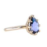 1.88ct Geo Portrait Pear Australian Sapphire Low Profile 8 Prong Solitaire in 14k Yellow Gold