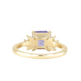 2.45ct Lavender Square Radiant Sapphire and Lab Grown Marquise Diamond Cluster Ring in 14k Yellow Gold