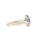 1.70ct Pear Rosecut Salt and Pepper Diamond Low Profile 6 Prong Vine Solitaire with Diamonds in 14k Yellow