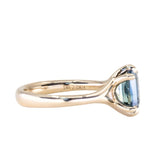 2.08ct Elongated Cushion Cut Sapphire Low Profile Six Prong Split Shank Solitaire in 14k Yellow Gold