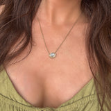 1.40ct Oval Fantasy Cut Montana Sapphire Vine Frame Necklace in 14k Yellow Gold