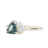 1.16ct Trillion Ocean Blue Sapphire and Natural Diamond Mountainscape Ring in 14k Green Gold
