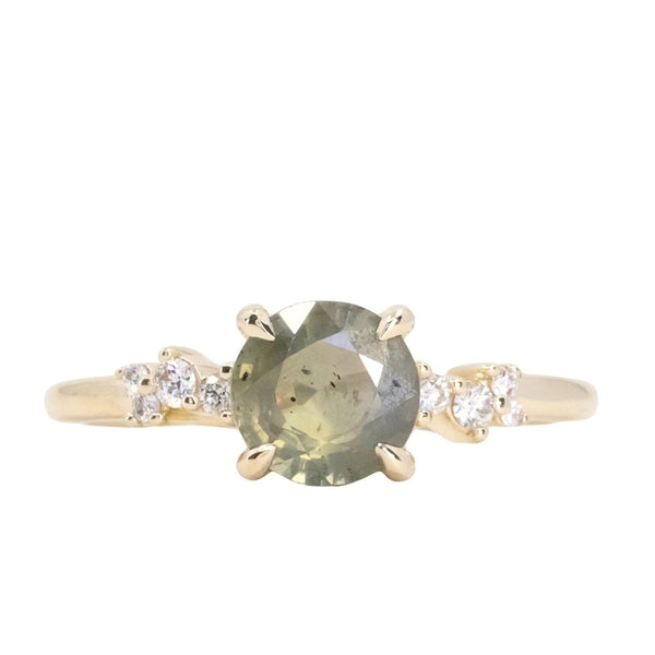 1.56ct Round Champagne Sapphire and Diamond Starry Night Low Profile Solitaire in 14k Yellow Gold